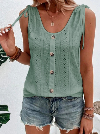 Zara Faulkner | Broderie Anglaise Tie-Strap Tank Top For Women