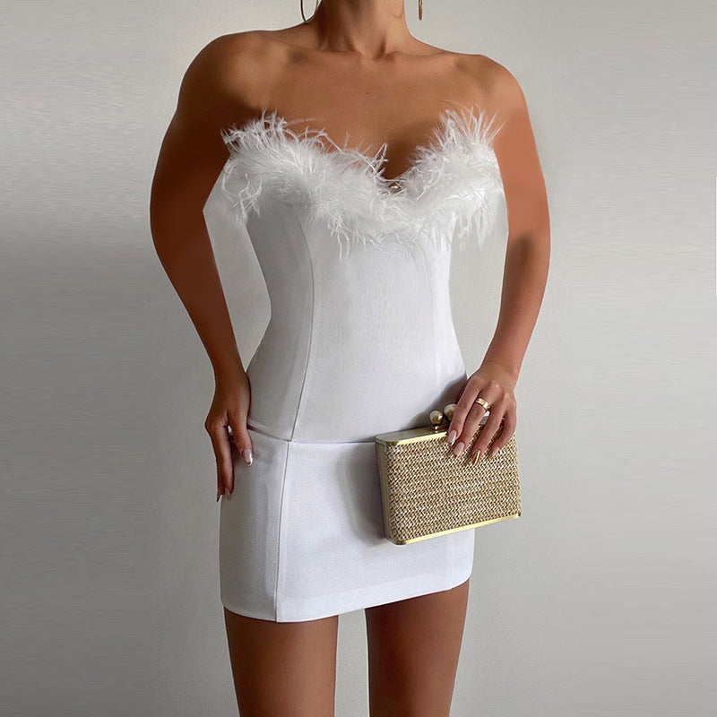 Grace Anderson | Feather Trim Cocktail Dress For Women