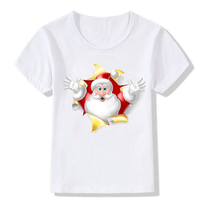 Winter Berry | White Santa Print Christmas T-Shirt For Women