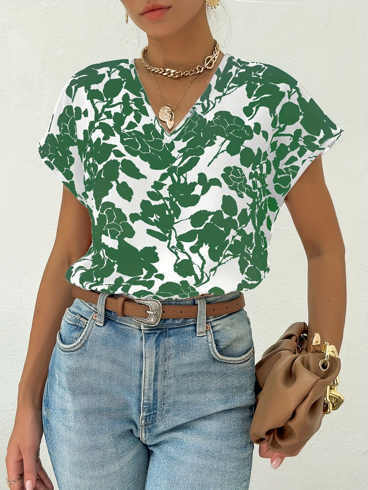 Willow Sheridan | Floral Print V-Neck Blouse For Women