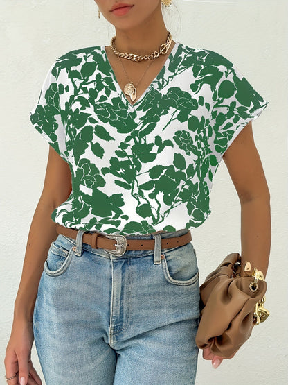 Willow Sheridan | Floral Print V-Neck Blouse For Women