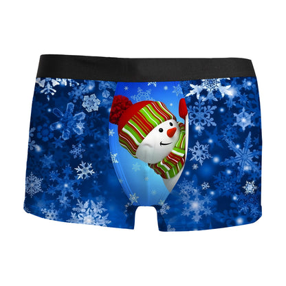 Silent Night | Red Snowman Print Christmas Boxer Briefs For Men