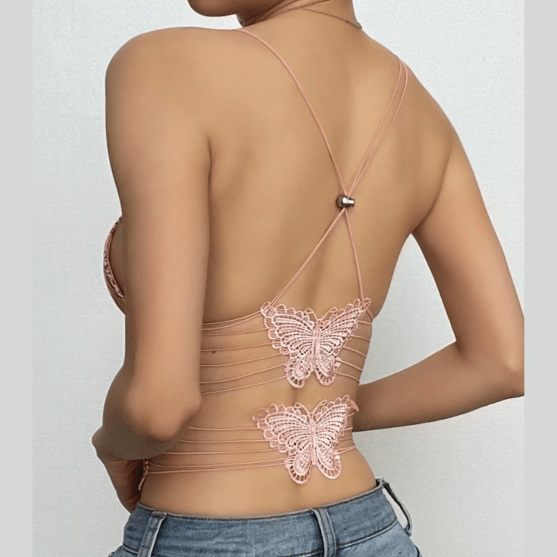 Niamh Fletcher | Butterfly Print Halter Crop Top For Women