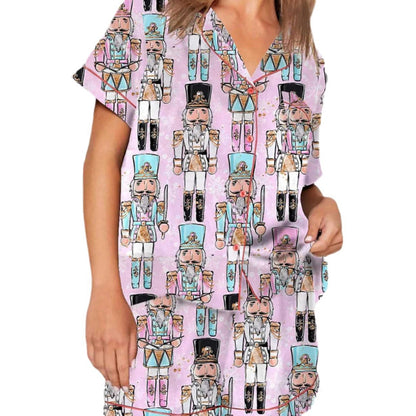 Jolly Night | Satin Santa Print Christmas Pyjamas For Women