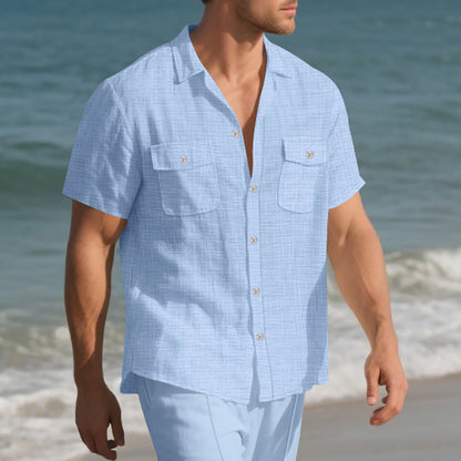 Ignatius Padley | Linen Look Camp Collar Shirt For Men