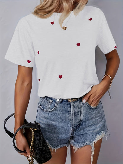 Aria Fletcher | Heart Print Cotton T-Shirt For Women