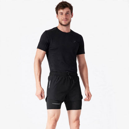 Vance Bracken | Grey Two In One Running Shorts For Men