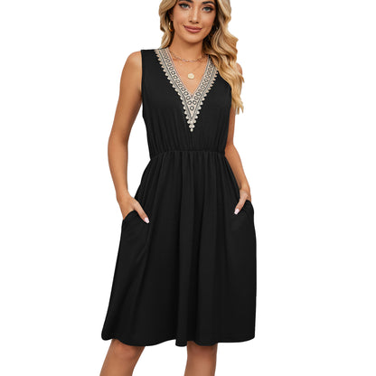 Isla Bennett | Lace Panel A-Line Midi Dress For Women