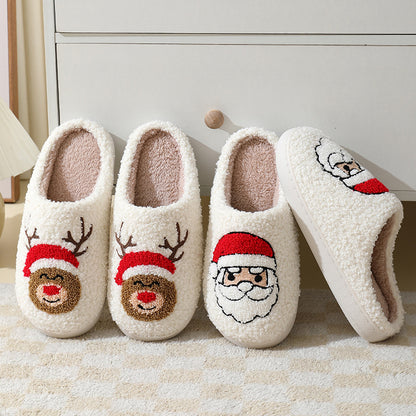 Snow Angel | White Santa Print Christmas Slippers For Women