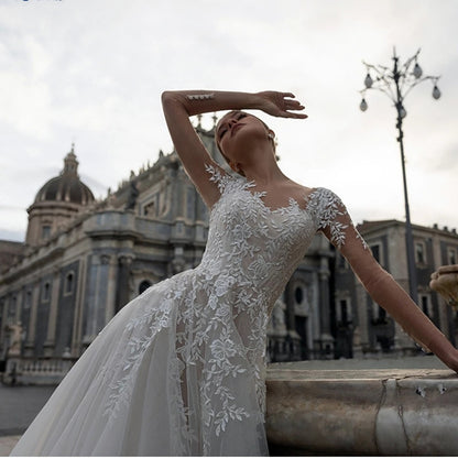Phoebe Sinclair | Lace Tulle A-Line Wedding Gown For Women