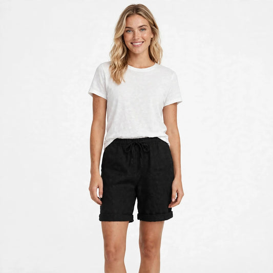 Alice Lonsdale | Charcoal Linen Look Bermuda Shorts For Women