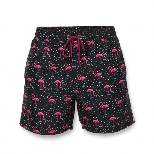 Roland Thackray | Black Flamingo Print Swim Shorts For Men