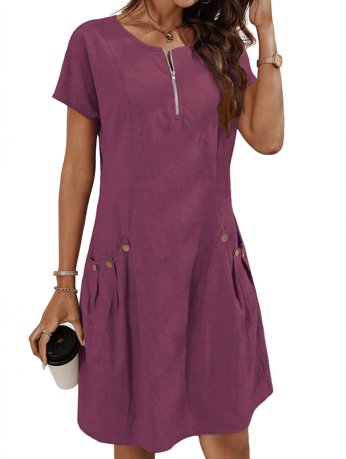 Charlotte Beaumont | Cotton Summer Dress With Button Detail For Women