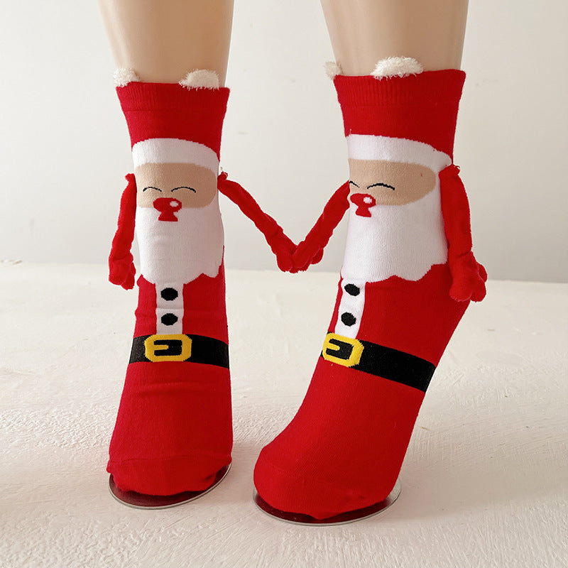 Jingle Duo | Red Santa Magnetic Christmas Socks Unisex & Couples