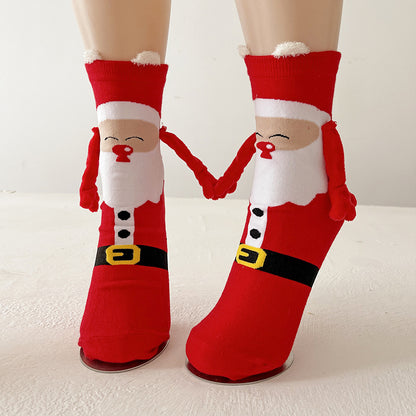 Jingle Duo | Red Santa Magnetic Christmas Socks Unisex & Couples