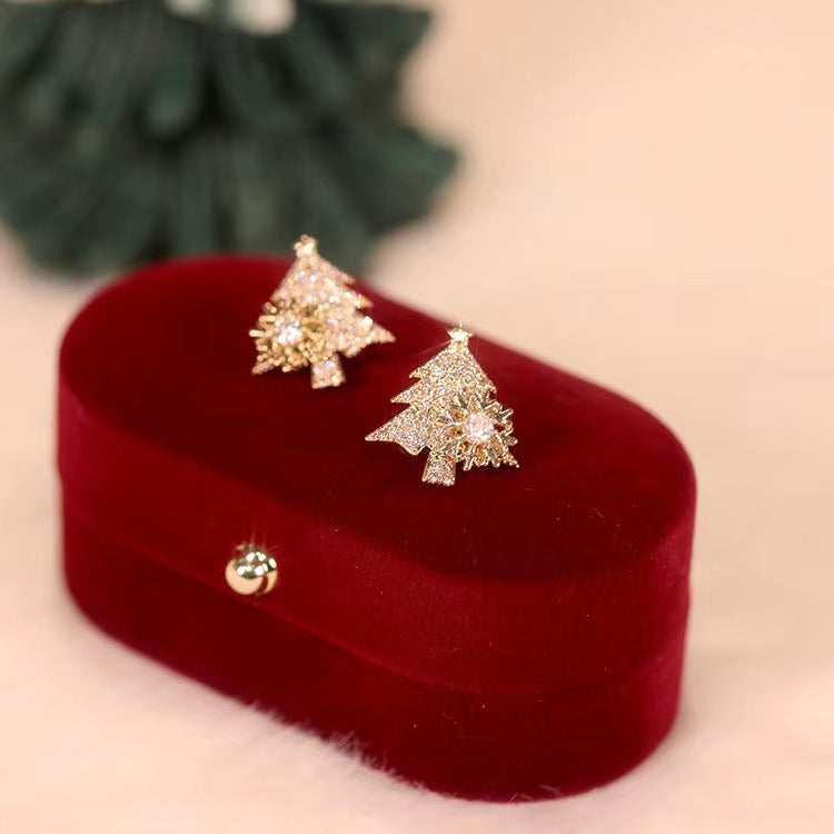 Sparkle Bell | Rhinestone Tree Christmas Earrings For Women