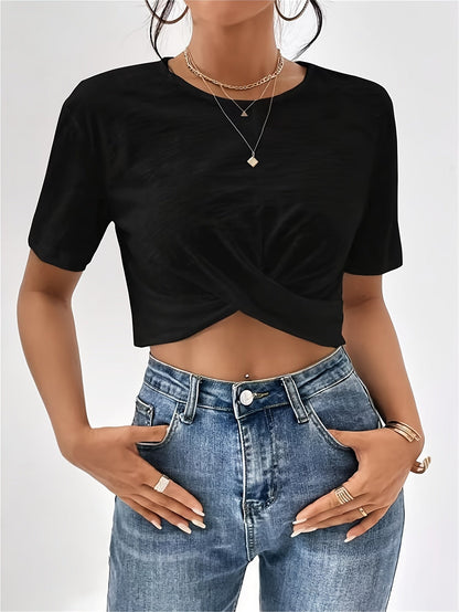 Arabella Fenwick | Textured Crop Top With Twist Front For Women