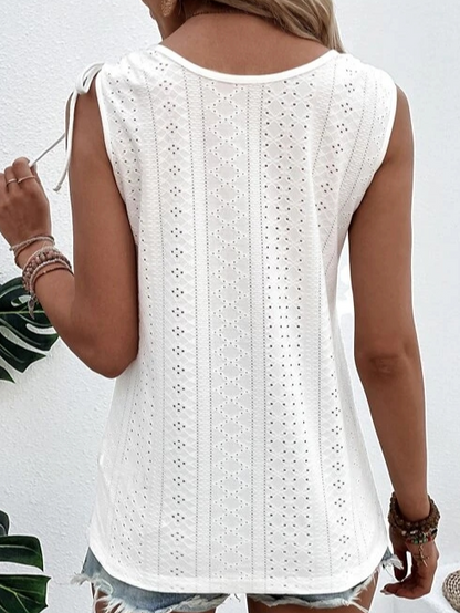 Zara Faulkner | Broderie Anglaise Tie-Strap Tank Top For Women