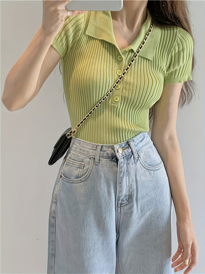Tahlia Sheppard | Ribbed Knit V-Neck Top For Women