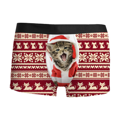 Silent Night | Red Snowman Print Christmas Boxer Briefs For Men