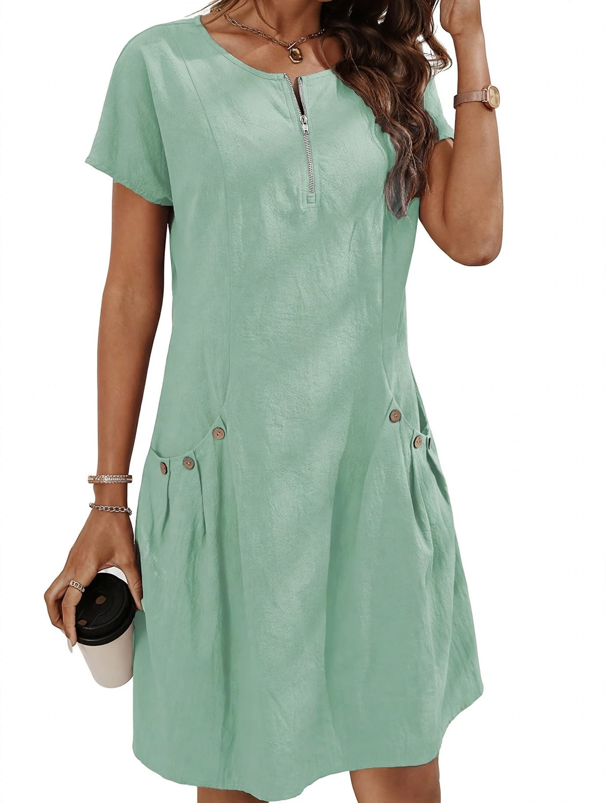 Charlotte Beaumont | Cotton Summer Dress With Button Detail For Women
