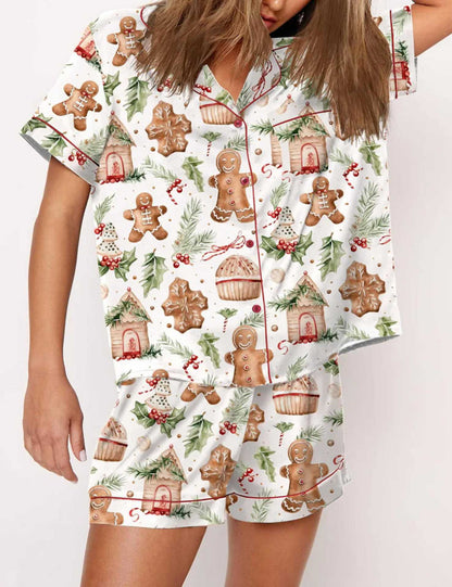 Jolly Night | Satin Santa Print Christmas Pyjamas For Women