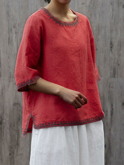 Annabelle Ferguson | Embroidered Linen Top For Women
