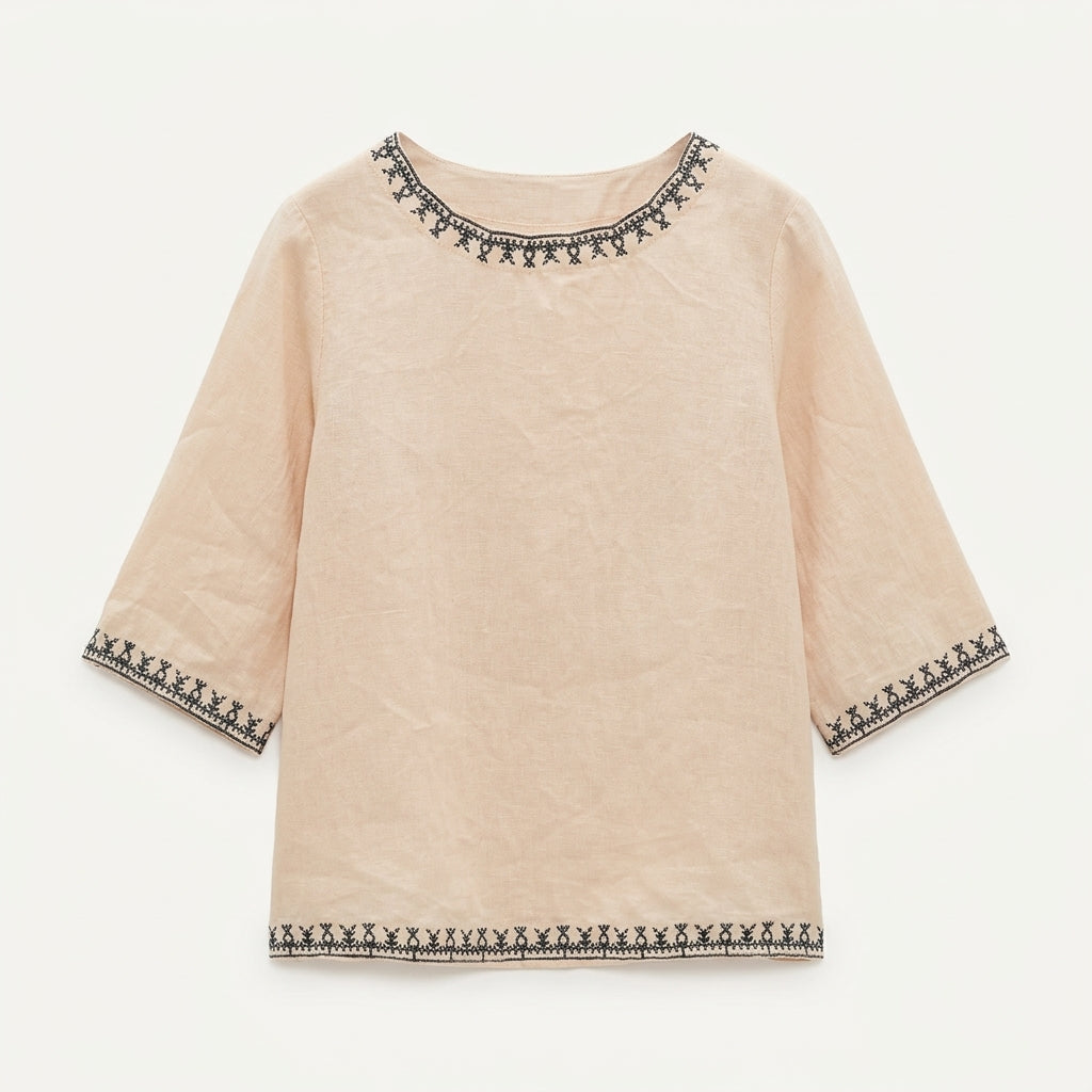 Annabelle Ferguson | Embroidered Linen Top For Women