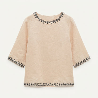Annabelle Ferguson | Embroidered Linen Top For Women