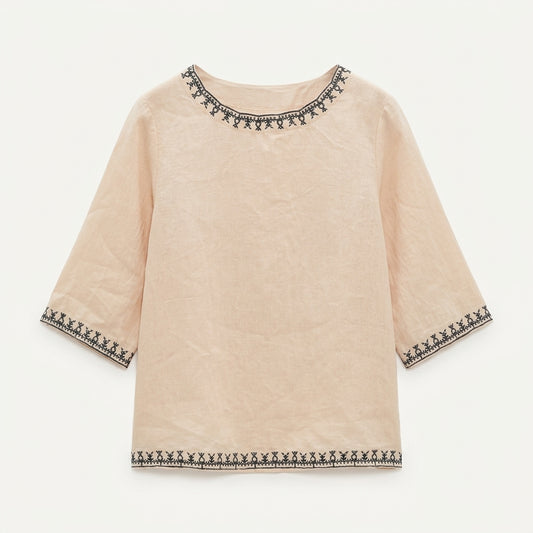 Annabelle Ferguson | Embroidered Linen Top For Women