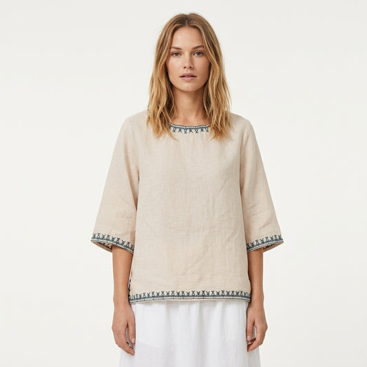 Annabelle Ferguson | Embroidered Linen Top For Women