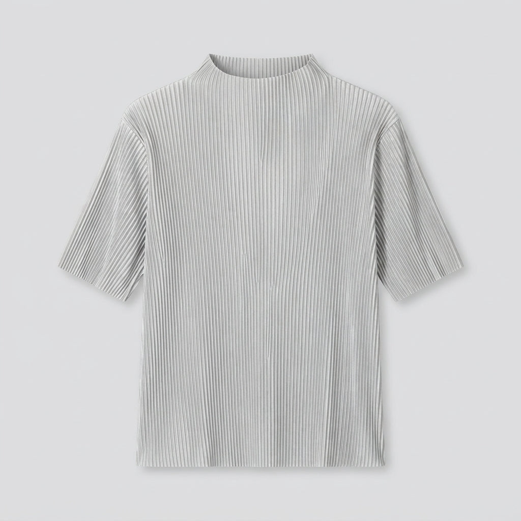 Annabelle Winslow | Pleated Satin Blouse With Mock Neck For Women