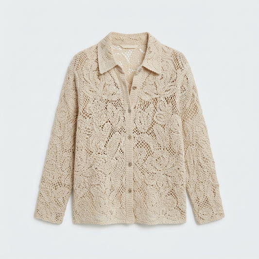 Aoife Bellamy | Crochet Lace Long-Sleeve Blouse For Women