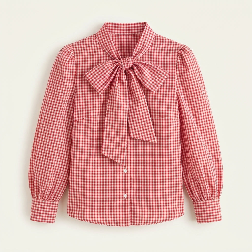 Aoife Callahan | Gingham Bow Blouse For Women