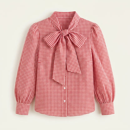 Aoife Callahan | Gingham Bow Blouse For Women