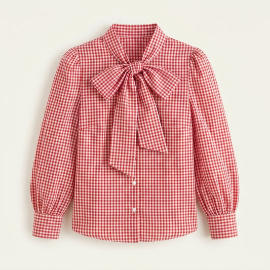 Aoife Callahan | Gingham Bow Blouse For Women