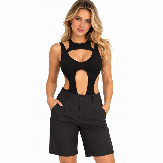 Willow Sterling | Backless Cutout Bodysuit For Women