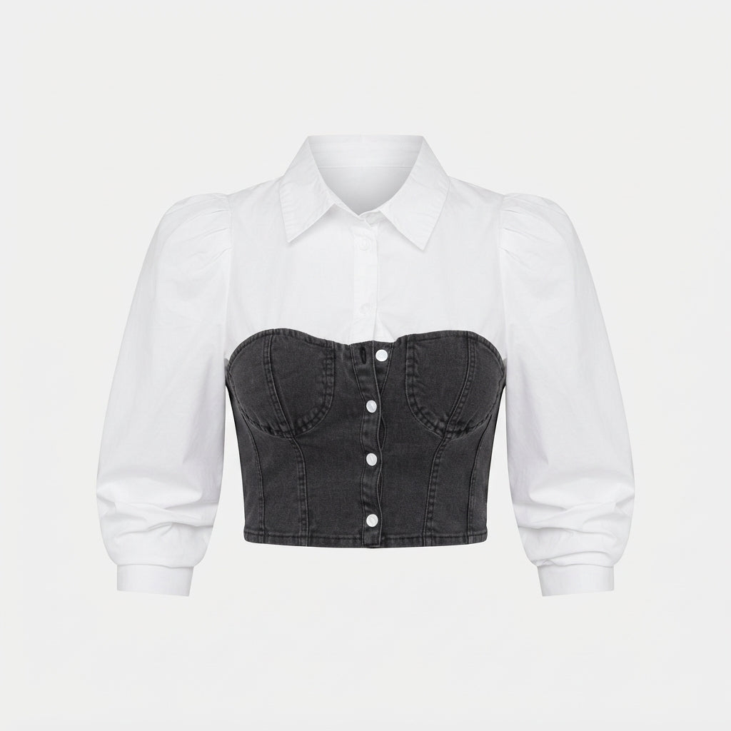 Bridget Sutherland | Denim Corset Crop Top For Women