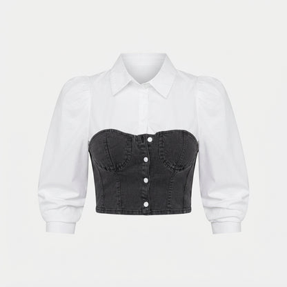 Bridget Sutherland | Denim Corset Crop Top For Women