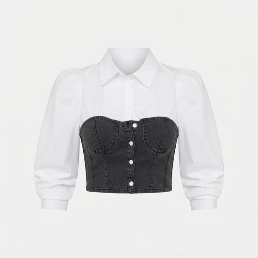 Bridget Sutherland | Denim Corset Crop Top For Women