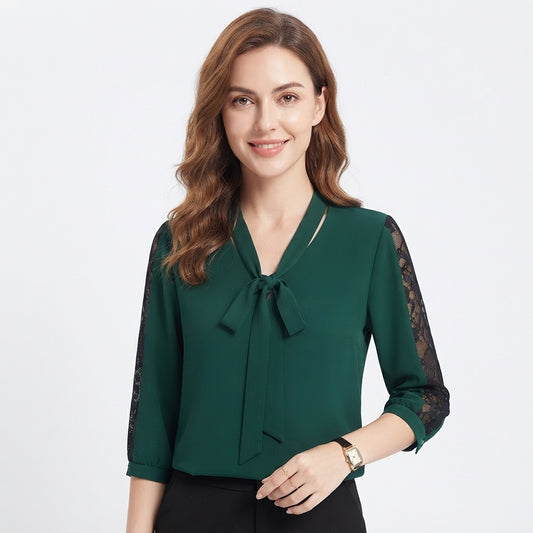 Bridie Sutherland | Tie-Neck Lace Sleeve Blouse For Women