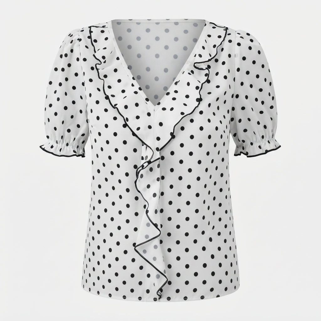 Florence Fairweather | Lace Color Block Blouse With Bubble Sleeves For Women
