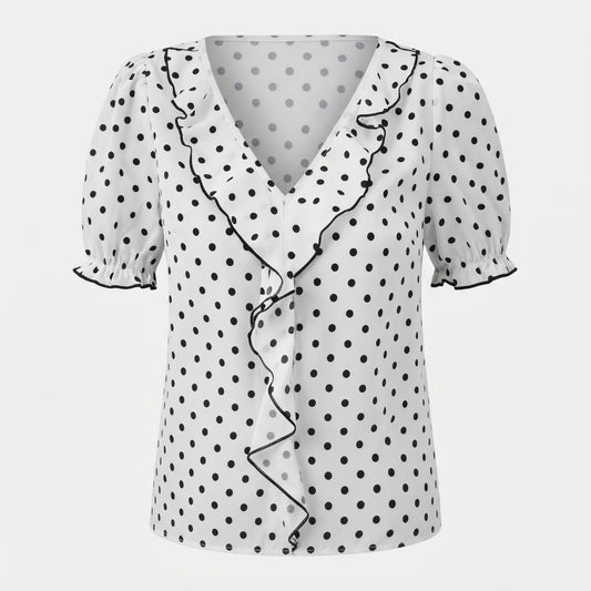 Florence Fairweather | Lace Color Block Blouse With Bubble Sleeves For Women