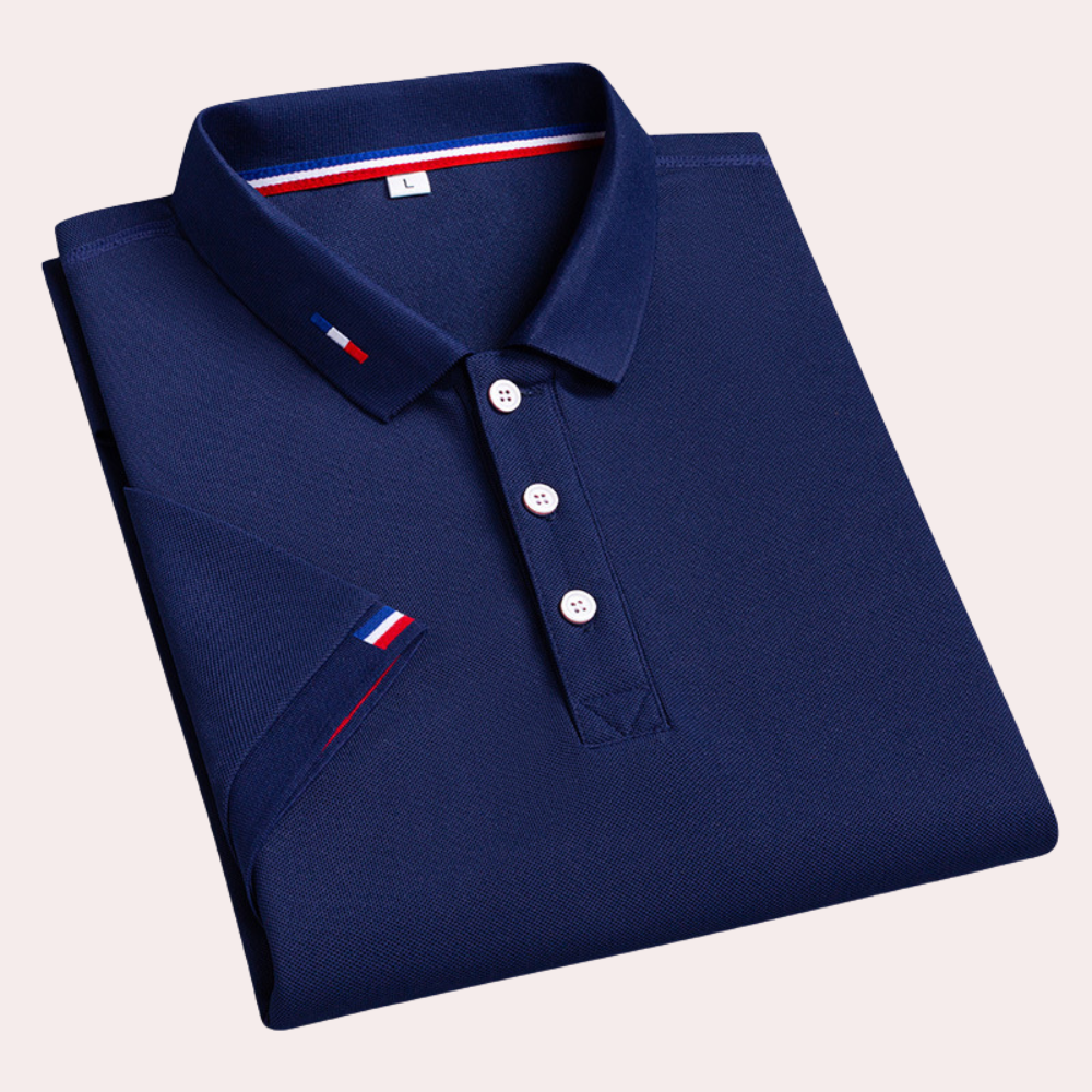 Edward Byrne | Teal Pique Polo Shirt With Sleeve Stripe For Men