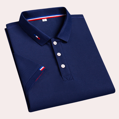 Edward Byrne | Teal Pique Polo Shirt With Sleeve Stripe For Men