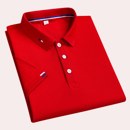 Edward Byrne | Teal Pique Polo Shirt With Sleeve Stripe For Men