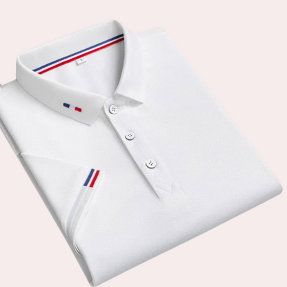 Edward Byrne | Teal Pique Polo Shirt With Sleeve Stripe For Men