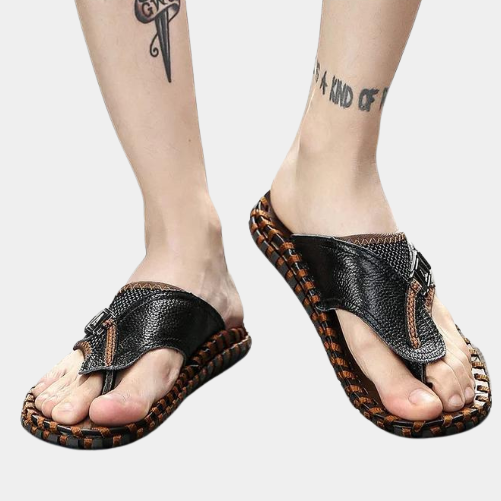 Callum Ashwood | Genuine Leather Thong Sandals For Men