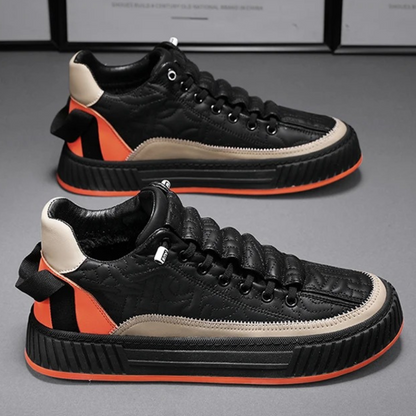 Baxter Crowther | Cream Quilted Low Top Trainers For Men
