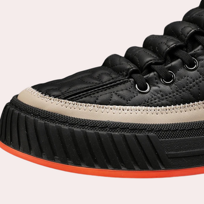 Baxter Crowther | Cream Quilted Low Top Trainers For Men